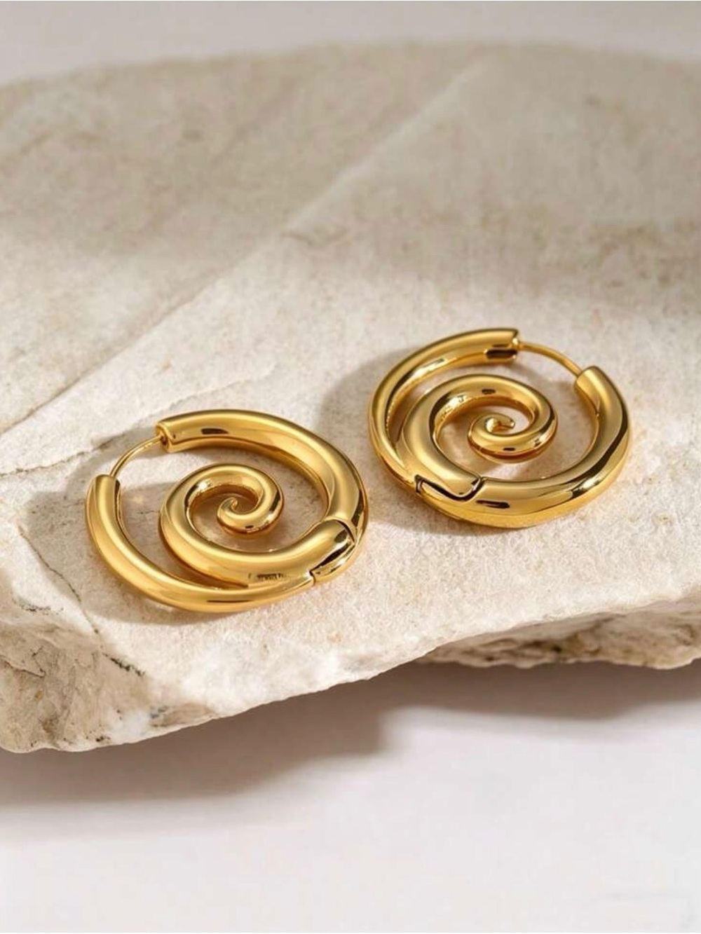 Gold Spiral Hoop Earrings - Women Jewelry